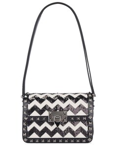 Сумка кросс-боди Valentino Garavani Small Sequin Chevron Shoulder, цвет Jet, Milk, &amp; Nero