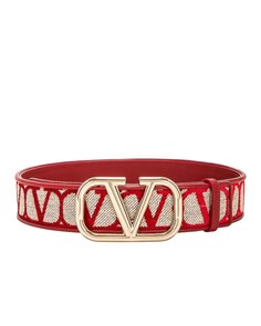 Ремень Valentino Garavani 40 V Logo Toile Iconographe Blet, цвет Naturale &amp; Rosso