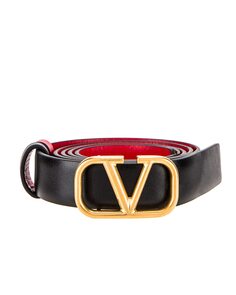 Ремень Valentino Garavani Logo, цвет Nero &amp; Rouge Pur