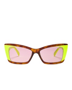 Солнцезащитные очки Emilio Pucci Cat Eye Acetate, цвет Amber Havana, Acid Green, &amp; Violet