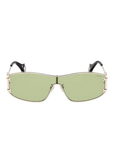 Солнцезащитные очки Emilio Pucci Shield, цвет Shiny Pale Shiny Pale Gold &amp; Green