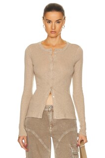 Кардиган Enza Costa Cashmere Long Sleeve, хаки