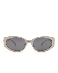Солнцезащитные очки Versace Oval, цвет Silver &amp; Light Grey Mirror Silver