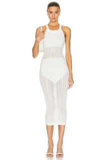 Платье Fleur Du Mal Sleeveless Linear Pointelle, слоновая кость