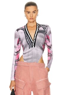 Боди Y/Project X Jean-Paul Gaultier Trompe L&apos;Oeil Cardigan, цвет Pink &amp; White