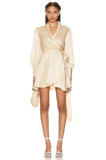 Платье мини Zimmermann Silk Wrap, кремовый