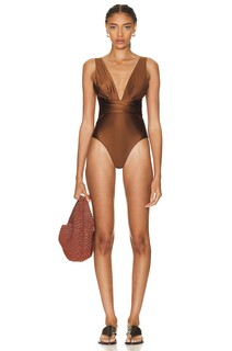 Купальник Zimmermann Raie Wrap Plunge One Piece, загар