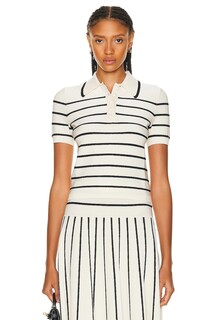 Топ Zimmermann Matchmaker Knit Stripe Polo, цвет Cream &amp; Black