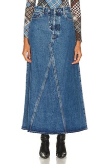 Юбка Ganni Denim Maxi, цвет Mid Blue Stone