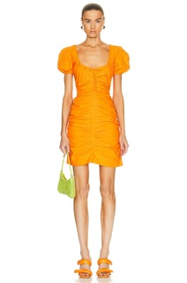 Платье мини Ganni Cotton Poplin, цвет Vibrant Orange