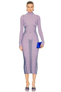 Платье Jean Paul Gaultier Trompe L&apos;Oeil High Neck Long Sleeve, цвет Pink &amp; Blue