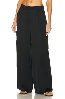 Брюки Loulou Studio Carmel Cargo Wide Leg, черный