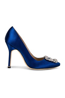 Туфли Manolo Blahnik Hangisi 105 Satin, цвет Bright Blue