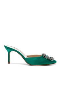 Туфли Manolo Blahnik Satin Hangisi 70s, цвет Green Satin