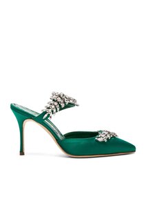 Туфли Manolo Blahnik Satin Lurum 90s, зеленый