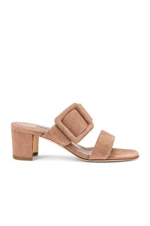 Мюли Manolo Blahnik Titubanew Sandal, цвет Dark Nude