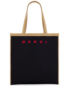Сумка-тоут Marni Flat Shopping, цвет Black, Silk White &amp; Red