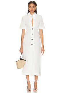Платье миди Matthew Bruch Blouson Midi Shirt Dress, цвет White Viscose Linen