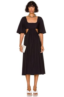 Платье миди Matthew Bruch Flutter Sleeve Cutout, черный