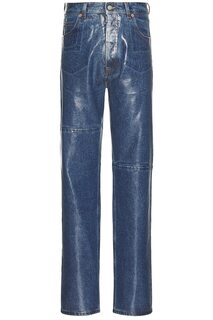 Джинсы Mm6 Maison Margiela Coated 5 Pocket Denim, цвет Medium Indigo