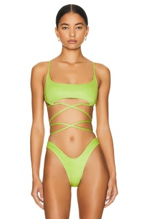 Топ бикини Monica Hansen Beachwear Lurex Underwire Tube, цвет Green Lurex