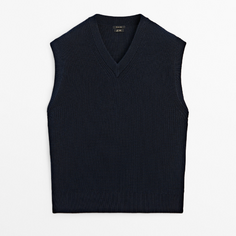 Жилет Massimo Dutti V-neck Knit, темно-синий