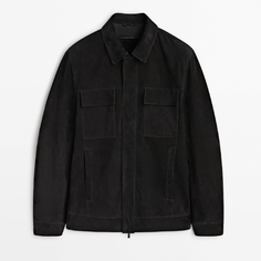 Куртка Massimo Dutti Suede Leather Trucker, черный