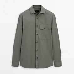 Рубашка Massimo Dutti Cotton With Chest Pocket, зеленый