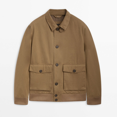 Куртка Massimo Dutti Cotton Blend With Pockets, светло-коричневый