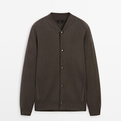 Куртка Massimo Dutti Knit Bomber With Snap-buttons, светло-коричневый