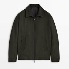 Куртка Massimo Dutti Wool Blend With Zip - Studio, хаки
