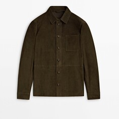 Куртка-рубашка Massimo Dutti Suede With Chest Pocket, хаки