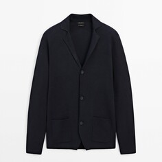 Кардиган Massimo Dutti Blazer-effect Knit, темно-синий