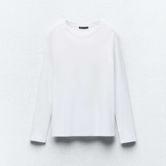 Лонгслив Zara Faded Cotton, белый