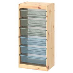 Комбинация для хранения+контейнеры Ikea Trofast, серый/голубой