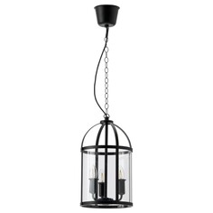Подвесной светильник Ikea Galjon, 25 см, черный/прозрачный стекло