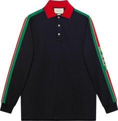 Поло Gucci Long-Sleeve Logo Polo Multicolor, разноцветный