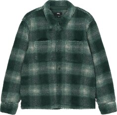 Рубашка Stussy Plaid Sherpa Shirt &apos;Green&apos;, зеленый