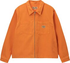 Рубашка Stussy Washed Canvas Zip Shirt &apos;Orange&apos;, оранжевый