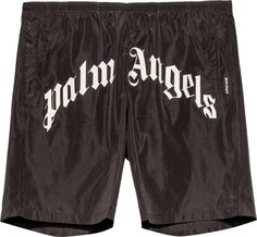 Шорты Palm Angels Curved Logo Swim Short &apos;Black/White&apos;, черный