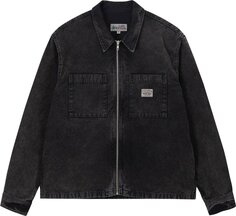 Рубашка Stussy Washed Canvas Zip Shirt &apos;Black&apos;, черный