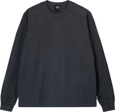 Лонгслив Stussy Pigment Dyed Long-Sleeve Crew &apos;Black&apos;, черный