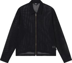 Рубашка Stussy Cotton Mesh Zip Long-Sleeve Shirt &apos;Black&apos;, черный