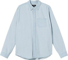 Рубашка Stussy Flower Embroidered Denim Long-Sleeve Shirt &apos;Light Blue&apos;, синий