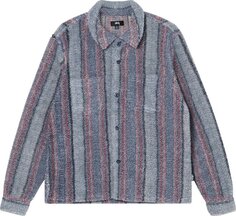 Рубашка Stussy Stripe Sherpa Shirt &apos;Blue&apos;, синий