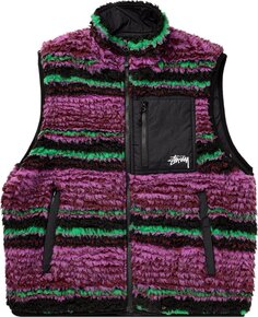 Жилет Stussy Striped Sherpa Vest &apos;Grape&apos;, фиолетовый