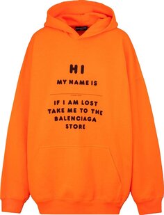 Худи Balenciaga Hi My Name Is Hoodie &apos;Fluorescent Orange/Black&apos;, оранжевый
