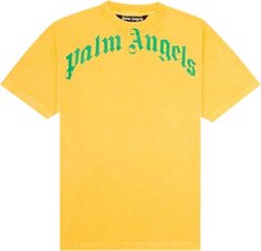 Футболка Palm Angels Vintage Wash Curved Logo Tee &apos;Yellow/Green&apos;, желтый