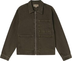 Куртка Stussy Denim Zip Work Jacket &apos;Olive&apos;, зеленый