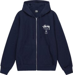 Худи Stussy World Tour Zip Hoodie &apos;Navy&apos;, синий